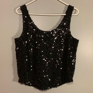 ✨2/$10‼️ Forever 21 Sparkle Sequence Black Shirt